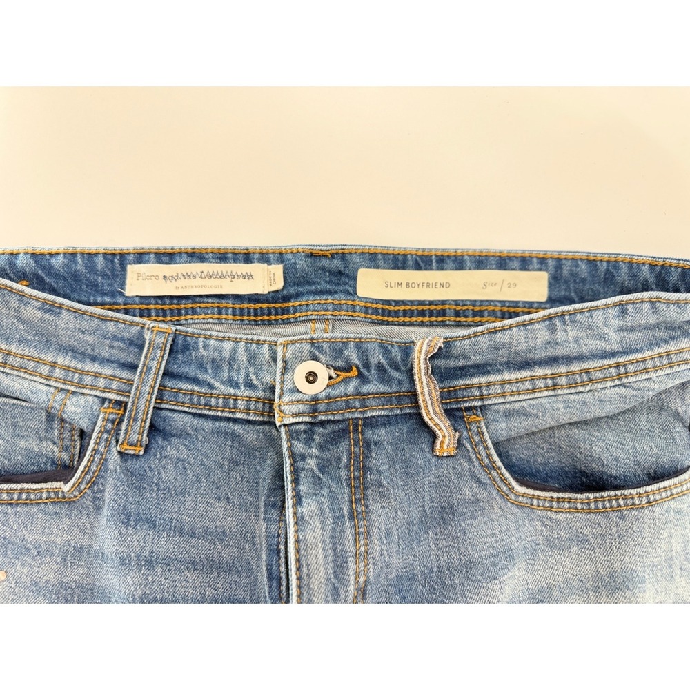 Pilcro Anthropologie Slim Boyfriend Jeans W29 Boho Floral Embroidered Patchwork - Picture 9 of 9
